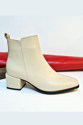 بوت / نیم بوت بژ زنانه چرم خالص OBEN AYAKKABI - کد 148792156