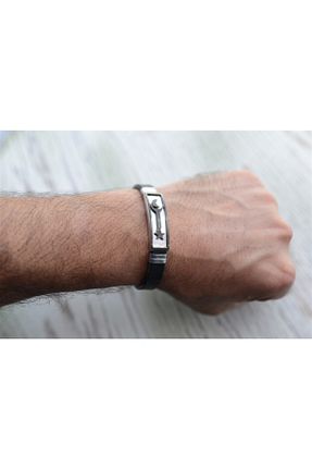 دستبند استیل (فولاد) مشکی استیل (فولاد) MK AKSESUAR - کد 55937106