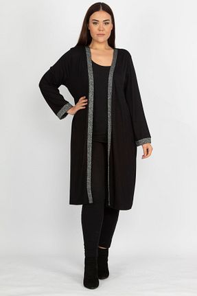 رویه سایز بزرگ مشکی زنانه مخلوط ویسکون Şans - کد 56471786