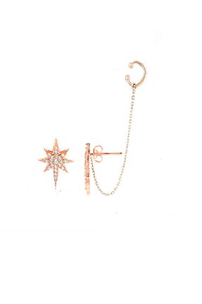گوشواره غضروفی نقره صورتی Trend Silver - کد 56874435