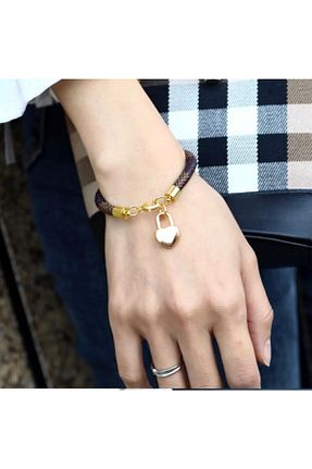 دستبند جواهر قهوه ای زنانه چرم QUEEN AKSESUAR - کد 88289506