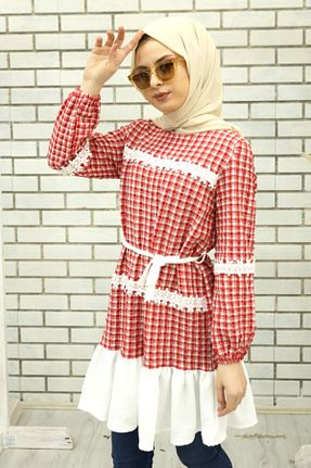 تونیک حجاب قرمز زنانه ویسکون Feiza Collection - کد 155851612