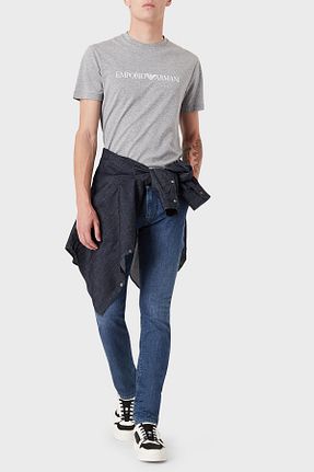 شلوار جین سرمه ای مردانه پنبه - الاستین Emporio Armani - کد 154311723