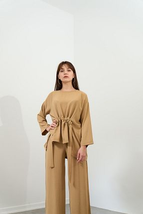 ست بالاتنه و پائین تنه بژ زنانه بافتنی sobasic - کد 265370098