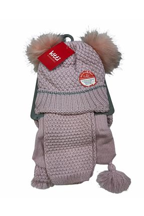 ست شال گردن و کلاه پشمی و دستکش بنفش بچه گانه اکریلیک Kitti - کد 155942311