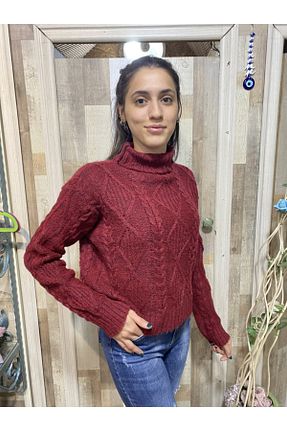 پلیور زرشکی زنانه بافت دار retro butik - کد 157986525