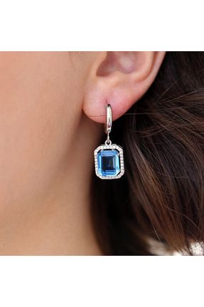 گوشواره نقره آبی زنانه 925 عیار Takı Boom - کد 155923950
