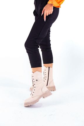 بوت / نیم بوت بژ زنانه پاشنه تخت ALBİNİ - کد 157607249
