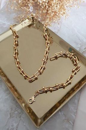دستبند جواهر طلائی زنانه فلزی کد 157915686