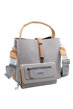 کیف دوشی طوسی زنانه چرم مصنوعی Just Polo - کد 158399876