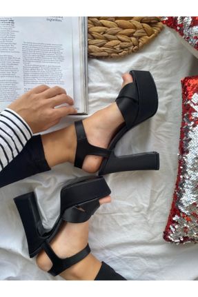 کفش مجلسی مشکی زنانه چرم مصنوعی پاشنه بلند ( +10 cm) پاشنه پلت فرم کد 159190020