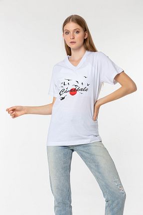 تیشرت سفید زنانه رگولار Nur Aka by Nurteks - کد 158826839