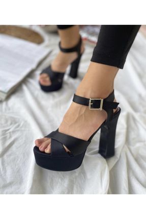 کفش مجلسی مشکی زنانه چرم مصنوعی پاشنه بلند ( +10 cm) پاشنه پلت فرم کد 159190020