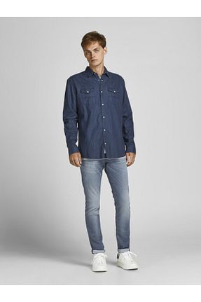 شلوار جین آبی مردانه پاچه تنگ Jack & Jones - کد 161075415
