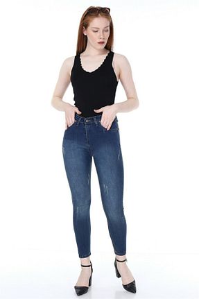 شلوار آبی زنانه پنبه ای eGs - کد 37700006