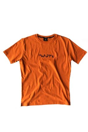 تی شرت نارنجی مردانه یقه گرد پنبه (نخی) اورسایز کد 38513744