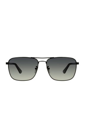عینک آفتابی مشکی مردانه UV400 فلزی سایه روشن هندسی کد 38205216