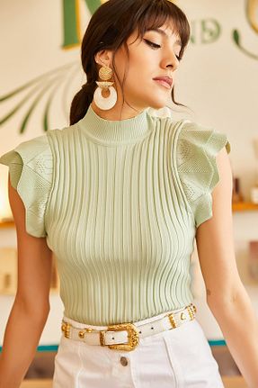 بلوز سبز زنانه یقه نیم ماهیگیر Olalook - کد 39191895