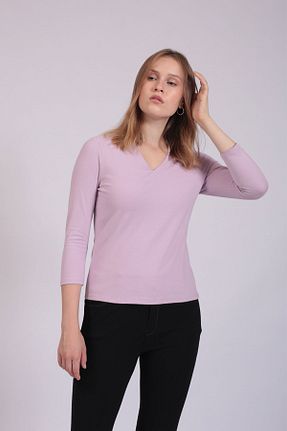 بلوز بنفش زنانه ساده Hanna