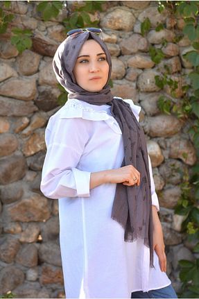 شال طوسی زنانه پنبه ای Veille - کد 161363299