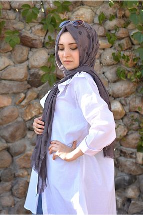 شال طوسی زنانه پنبه ای Veille - کد 161363299