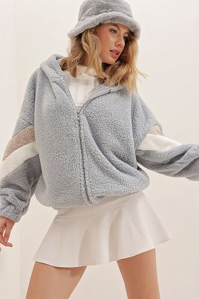 سوئیشرت طوسی زنانه Mix Trend Alaçatı Stili - کد 161400289