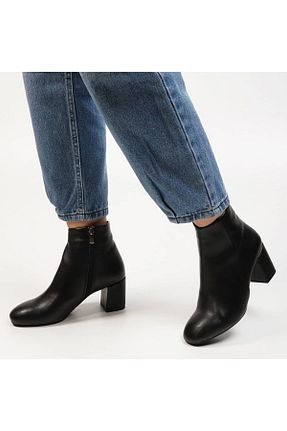 بوت / نیم بوت مشکی زنانه چرم مصنوعی MİSS PARK MODA - کد 164099178