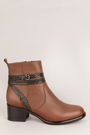 بوت / نیم بوت قهوه ای زنانه چرم خالص Elile Shoes - کد 163686365