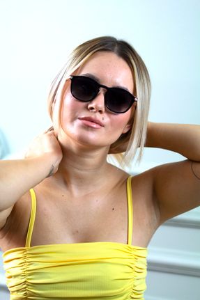 عینک آفتابی طوسی زنانه 48 UV400 استخوان سایه روشن گرد کد 68401447
