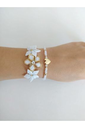 دستبند جواهر سفید زنانه شیشه کد 164601378