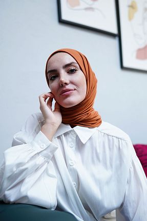 شال زرد زنانه پنبه پلی استر Carine Scarf - کد 120763403