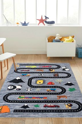 فرش بچه گانه طوسی پلی استر MKYHOME - کد 165269609