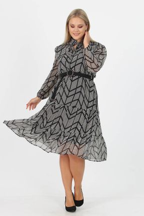لباس مشکی زنانه شیفون سایز بزرگ بافتنی کد 165832617