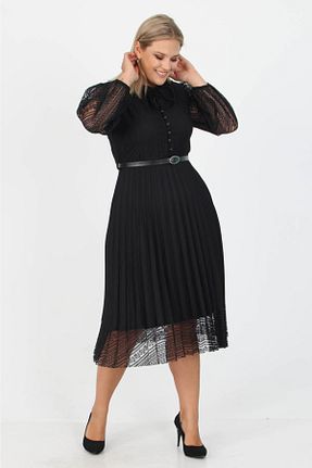 لباس سایز بزرگ مشکی زنانه دانتل XXL BUTİK - کد 165847333