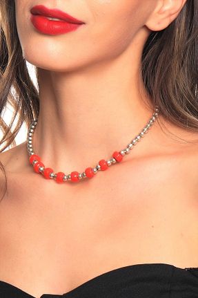 گردنبند جواهر صورتی زنانه روکش نقره LABALABA - کد 166205220