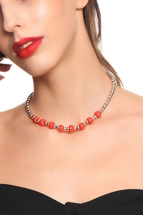 گردنبند جواهر صورتی زنانه روکش نقره LABALABA - کد 166205220