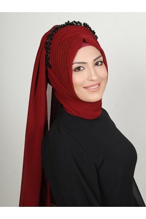 روسری زرشکی شیفون Yasmin S