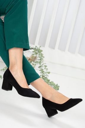 کفش پاشنه بلند کلاسیک مشکی زنانه جیر پاشنه ضخیم پاشنه متوسط ( 5 - 9 cm ) کد 167286108
