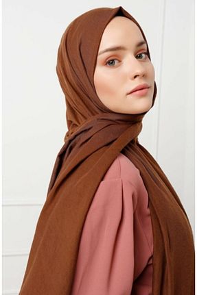 شال قهوه ای زنانه پنبه ای Alina - کد 167786582