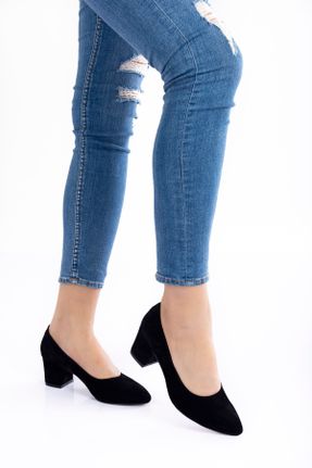 کفش پاشنه بلند کلاسیک مشکی زنانه جیر پاشنه ضخیم پاشنه متوسط ( 5 - 9 cm ) کد 57399832