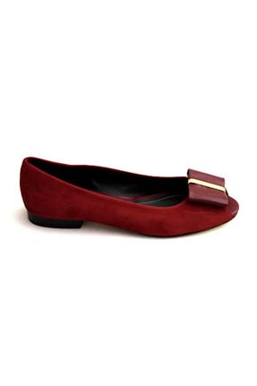 بابت زرشکی زنانه چرم خالص Karnaval Ayakkabı - کد 57379651