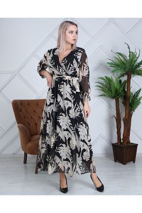 لباس سایز بزرگ مشکی زنانه شیفون Genel Markalar - کد 59415090