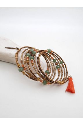 دستبند جواهر نارنجی زنانه برنجی embaaksesuar - کد 169055555
