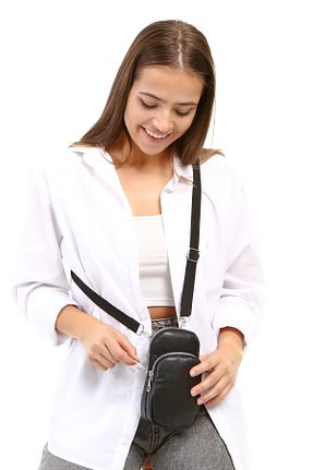 کیف دوشی مشکی زنانه چرم مصنوعی Güce - کد 148415075
