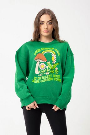 سوئیشرت سبز زنانه چاپی Eazy Co - کد 167389811