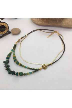 گردنبند جواهر سبز زنانه سنگی کد 171490849