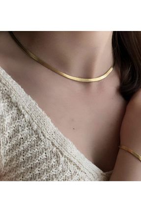 گردنبند استیل ( فولاد ) طلائی زنانه استیل ضد زنگ tiamo.junior - کد 88684735