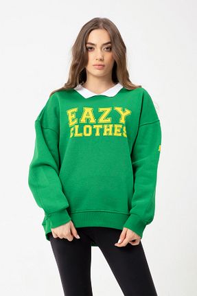 سوئیشرت سبز زنانه چاپی Eazy Co - کد 169612333