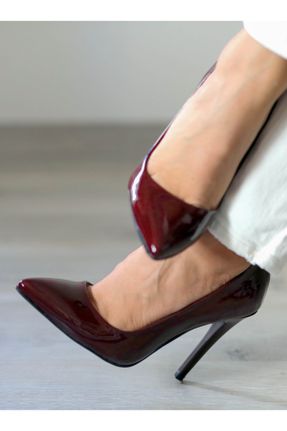 کفش پاشنه بلند کلاسیک زرشکی زنانه چرم مصنوعی پاشنه نازک پاشنه بلند ( +10 cm) کد 171126183