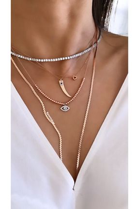 گردنبند نقره طلائی زنانه 925 عیار Bysevisilver - کد 172816658